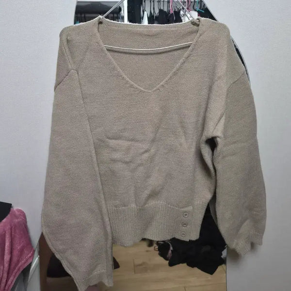 [BUNJANG] Brown V-Neck Knit / 브라운 브이넥 니트