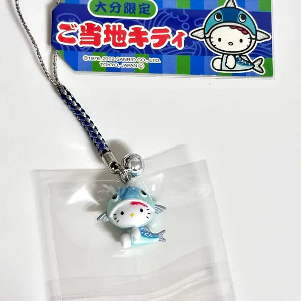 [BUNJANG] Hello Kitty Classic Blue Fish Strap Keychain (2002) / 헬로키티 고전키티 지역한정 파란색 물고기 스트랩 키링