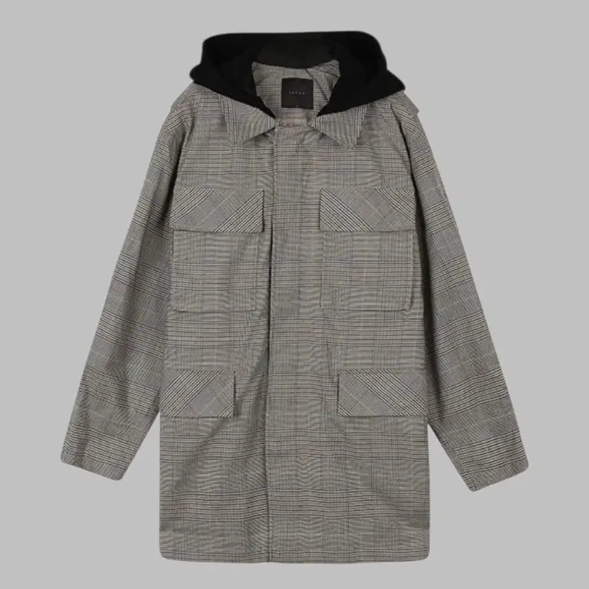 [BUNJANG] Check Hooded Coat (Size 95) / 체크 후드 코트 (95사이즈)