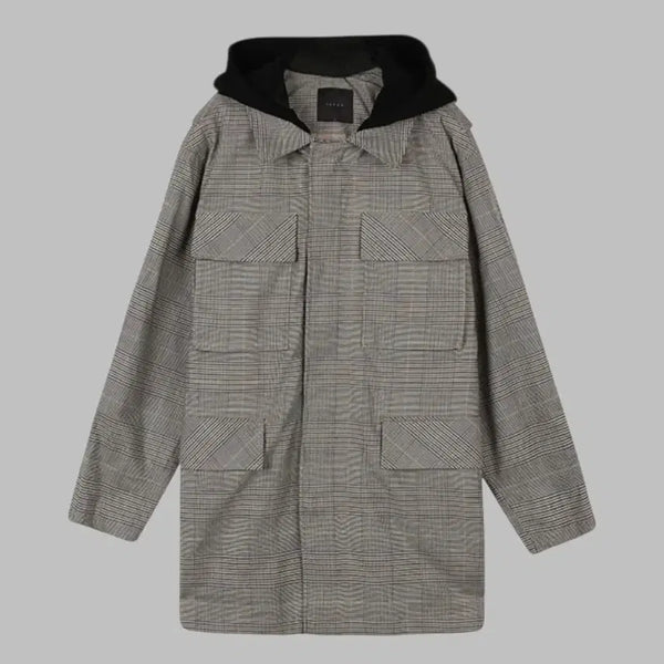 [BUNJANG] Check Hooded Coat (Size 95) / 체크 후드 코트 (95사이즈)