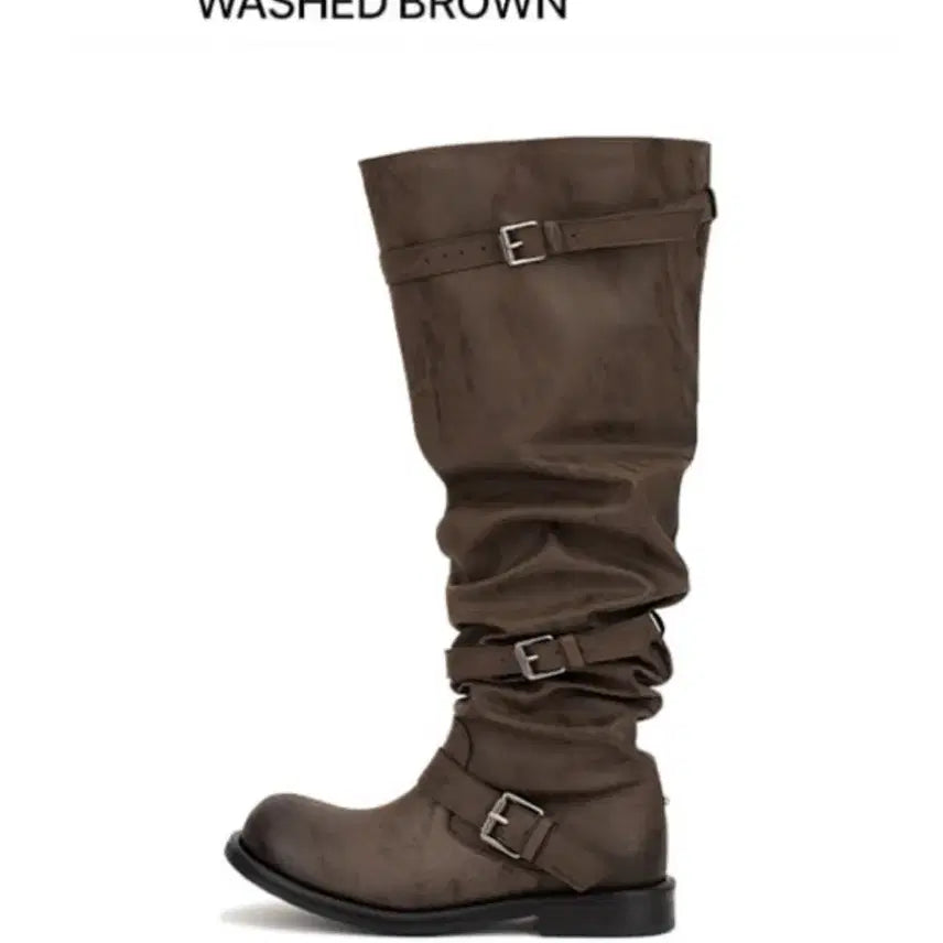[BUNJANG] Negative Three Nihai Slouch Boots (Washed Brown) / 네거티브쓰리 니하이 슬라우치 부츠 (WASHED BROWN)