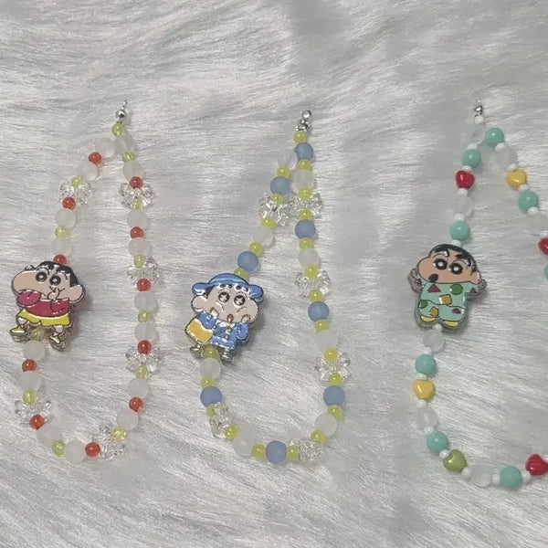 [BUNJANG] Crayon Shin-chan Character Beaded Strap Keychain / 짱구 스트랩 키링