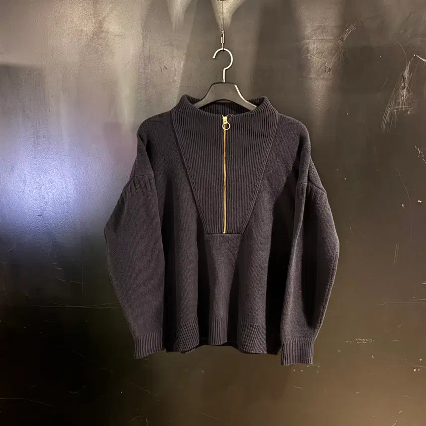 [BUNJANG] Closed Dark Navy Half Zip-Up Knit L / 클로즈드 다크 네이비 하프 집업 니트