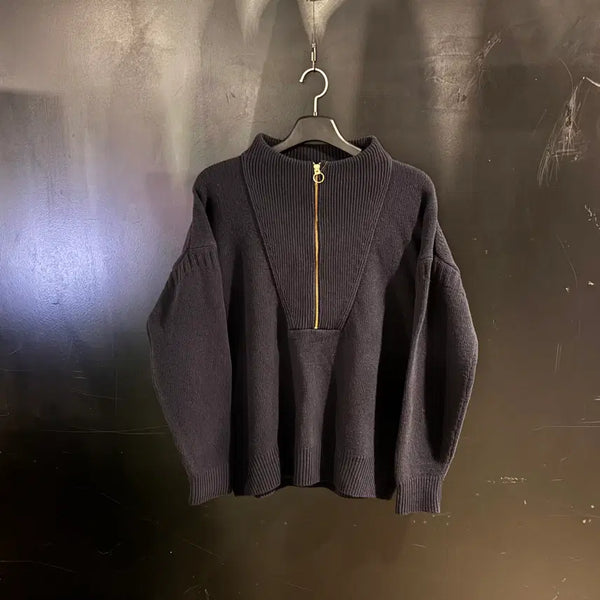 [BUNJANG] Closed Dark Navy Half Zip-Up Knit L / 클로즈드 다크 네이비 하프 집업 니트
