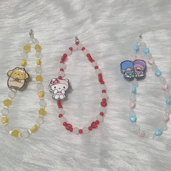 [BUNJANG] Sanrio Characters Beaded Strap Keychain / 산리오 비즈 스트랩 키링