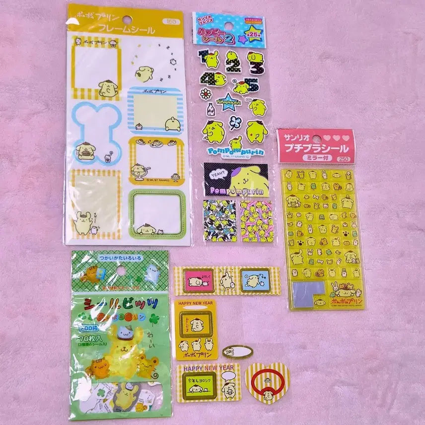 [BUNJANG] Vintage Pompompurin Sticker Set / 고전 폼폼푸린 스티커 폼폼푸린 씰 빈티지 희귀 산리오 키티