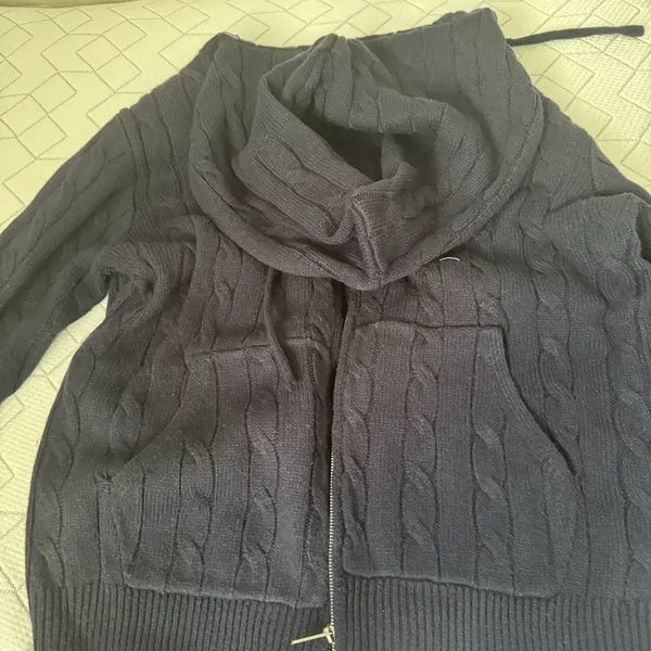 [BUNJANG] Navy Knit Zip-Up / 네이비 니트집업