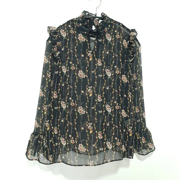 [BUNJANG] Chicline Floral See-through Blouse / 시크라인 플로럴 시스루 블라우스 F_M3016