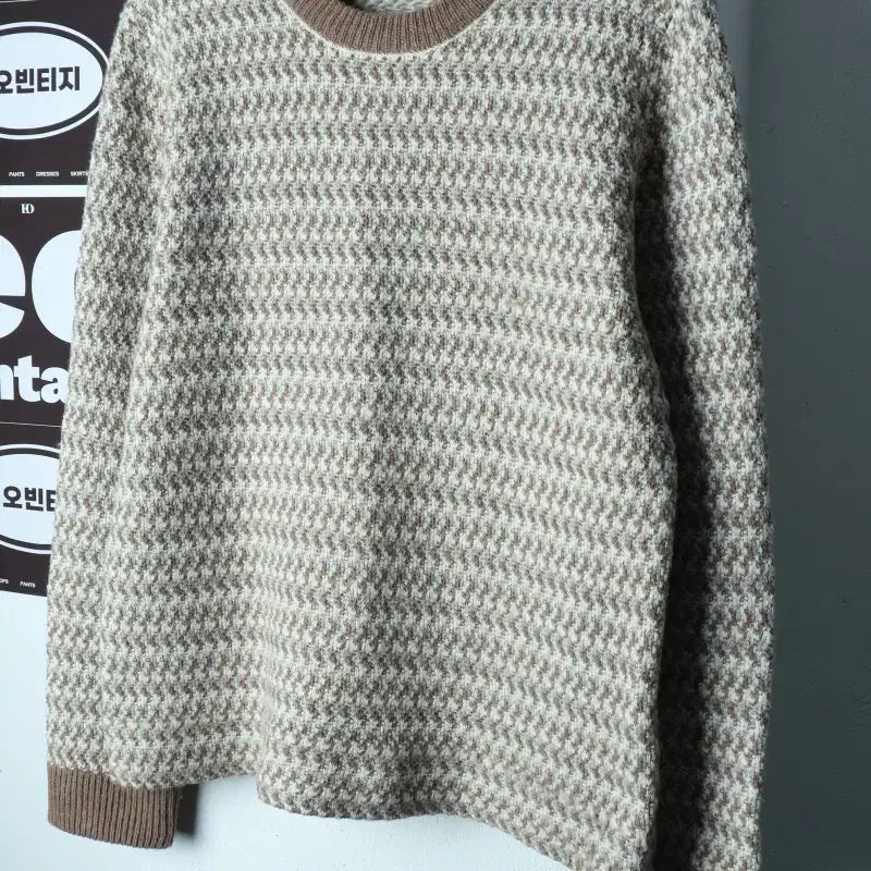 [BUNJANG] 8 Seconds Patterned Beige Wool Knit (L-XL) / (L-XL) 에잇세컨즈 니트 패턴 베이지 울 아메카지-H39742