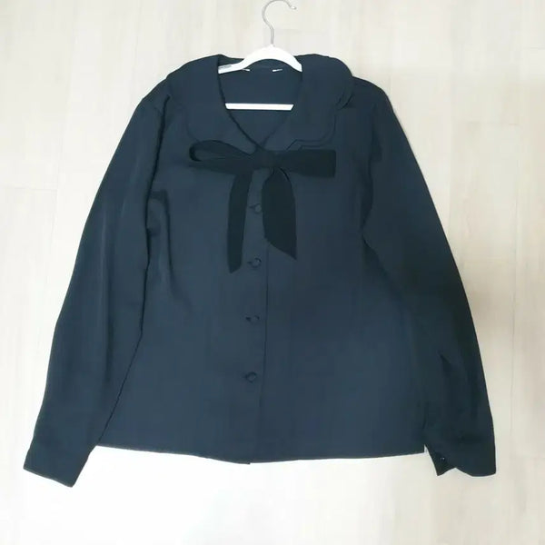 [BUNJANG] Cute Ribbon Collar Blouse Black / 귀여운 블라우스 블랙