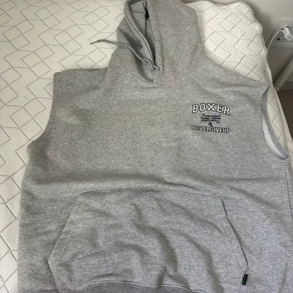 [BUNJANG] Oversized Grey Zip-Up Hoodie / 나시집업