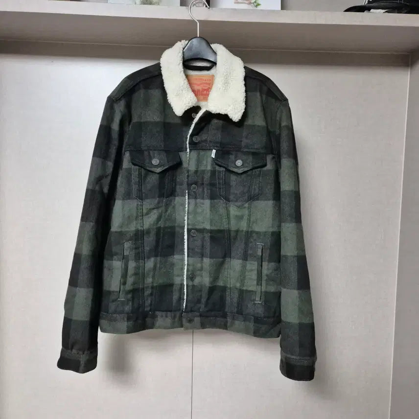 [BUNJANG] Levi's Men's Sherpa Lined Check Jacket / 100)리바이스 남성 체크 쉐르파 자켓