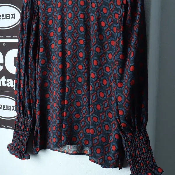 [BUNJANG] ZARA Pattern Blouse / W(XS-S) 자라 셔츠 남방 블라우스 패턴 블루 에스닉-H39769