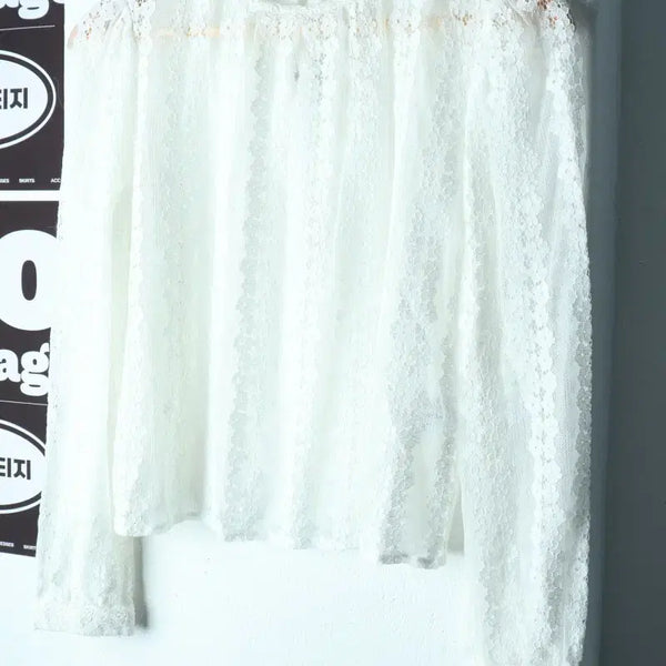[BUNJANG] MISSO Collaboration Flower See-Through Blouse / W(S) 미쏘 셔츠 남방 페이우 협업 블라우스 플라워 시스루-H39770
