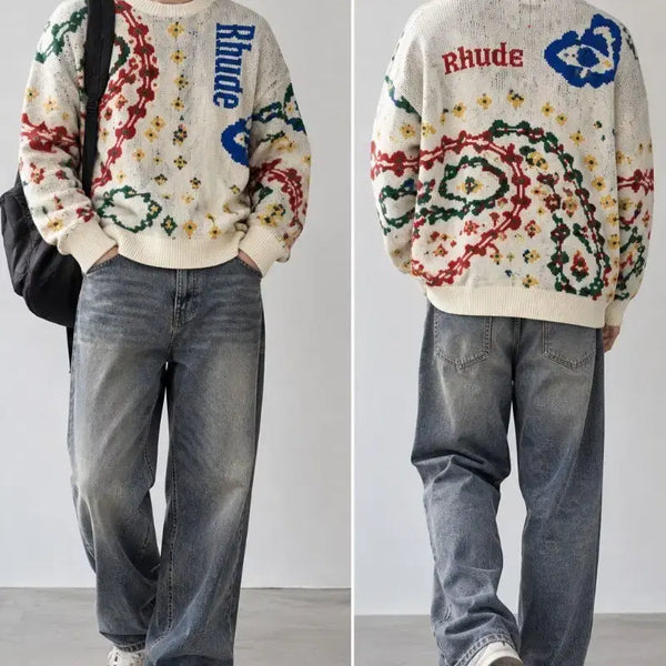 [BUNJANG] RHUDE Unique Pattern Knit Oversized Sweater L / 유니크 패턴 니트 오버핏 새상품급 110정도