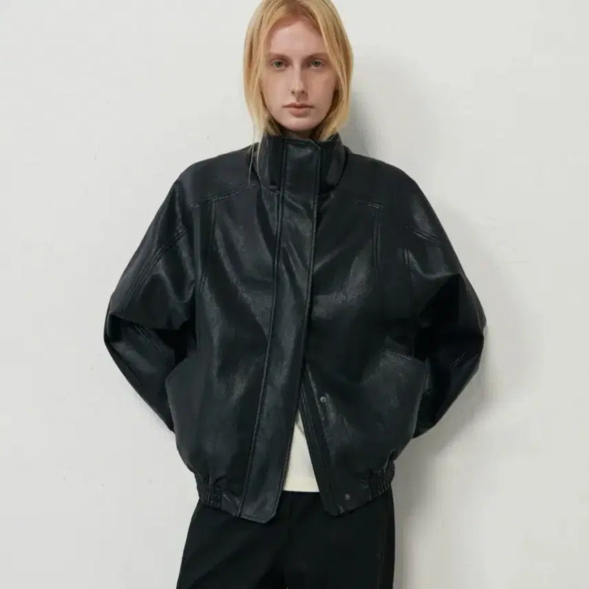 [BUNJANG] Lumeto Highneck Leather Jacket M / 루메토 하이넥 레더자켓 M