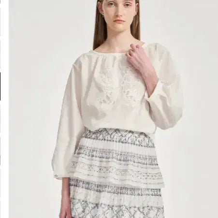 [BUNJANG] Obzee Two-Way Lace Block Blouse Top Size 55 / 오브제 obzee 투웨이 레이스 블록 블라우스 탑 55사이즈 25ss 정품