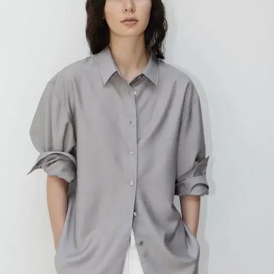 [BUNJANG] Opheden Poise Wool Silk Shirt Grey / opheden 오브헤덴 Poise Wool Silk Shirt