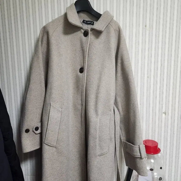 [BUNJANG] Argyle Long Coat Beige / 아가일 롱 코트 베이지