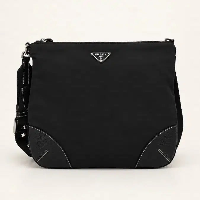 [BUNJANG] PRADA Black Nylon Leather Shoulder Bag / (PRADA정품) 프라다 블랙 나일론 레더  숄더백