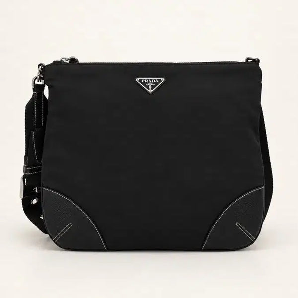 [BUNJANG] PRADA Black Nylon Leather Shoulder Bag / (PRADA정품) 프라다 블랙 나일론 레더  숄더백