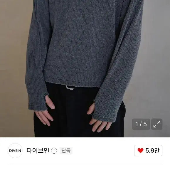 [BUNJANG] Dive In Purple Long Sleeve Dark Grey / 다이브인 패플서 롱슬리브 다크그레이