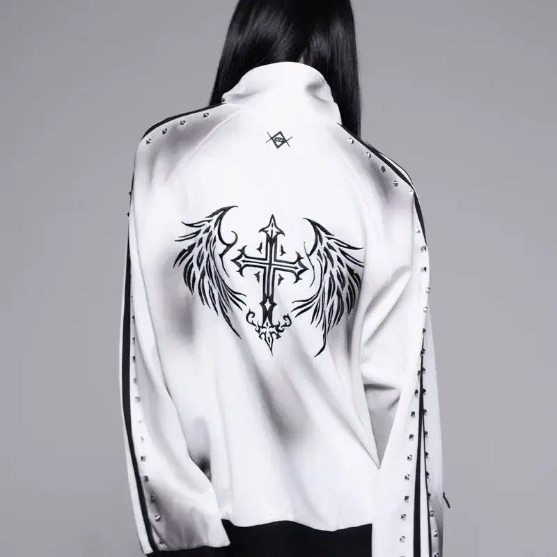 [BUNJANG] REFLEM Spray Process Stud Line Track Jersey Jacket / REFLEM 레플렘 스프레이 가공 스터드 라인 트랙 저지 재킷
