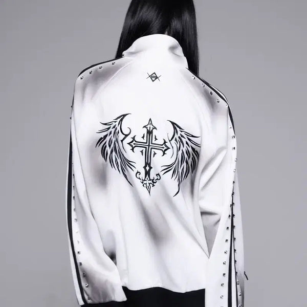 [BUNJANG] REFLEM Spray Process Stud Line Track Jersey Jacket / REFLEM 레플렘 스프레이 가공 스터드 라인 트랙 저지 재킷