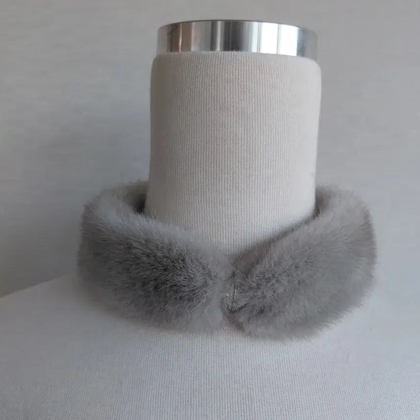 [BUNJANG] Natural Mink Choker Scarf / 천연밍크  라이트 그레이 초커 목도리
