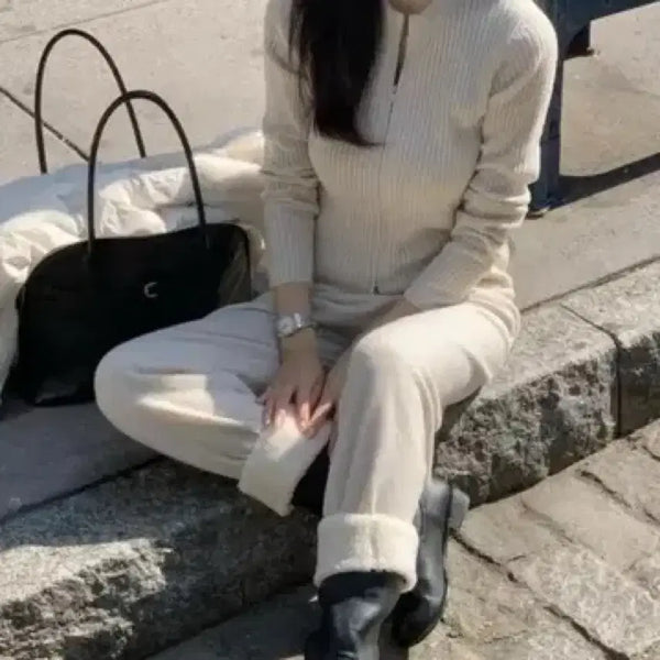 [BUNJANG] Lapla Roxie Knit Setup Oat Beige / 라플라 록시 니트 셋업 오트베이지