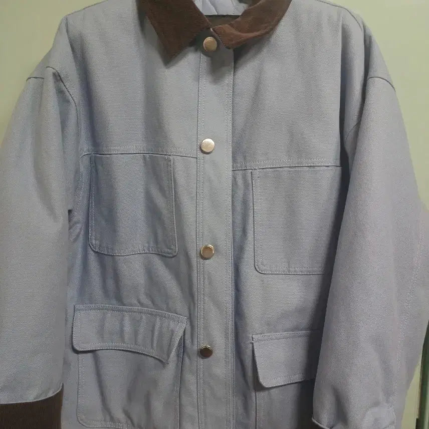 [BUNJANG] Zara Blue Quilted Jacket with Brown Accents / ZARA