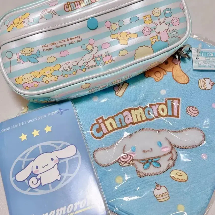[BUNJANG] Vintage Cinnamoroll Stationery Bundle / 고전 시나모롤 필통 노트 손수건 일괄 판매 고전문구 산리오 키티 메모지