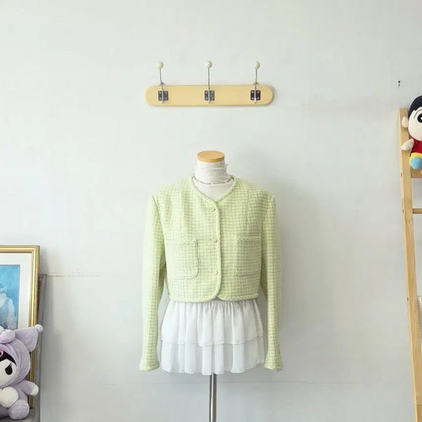 [BUNJANG] GROVE Green Tweed Jacket / 빈티지 만원샵 GROVE 그린 트위드 자켓
