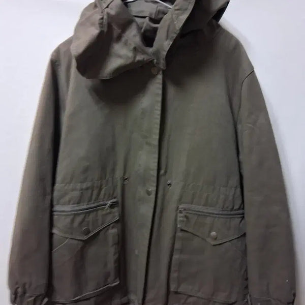 [BUNJANG] Khaki Hooded Field Jacket with Color Bleeding / 후드 야상 점퍼 카키 색번짐 작업복 펹사게 입으실분
