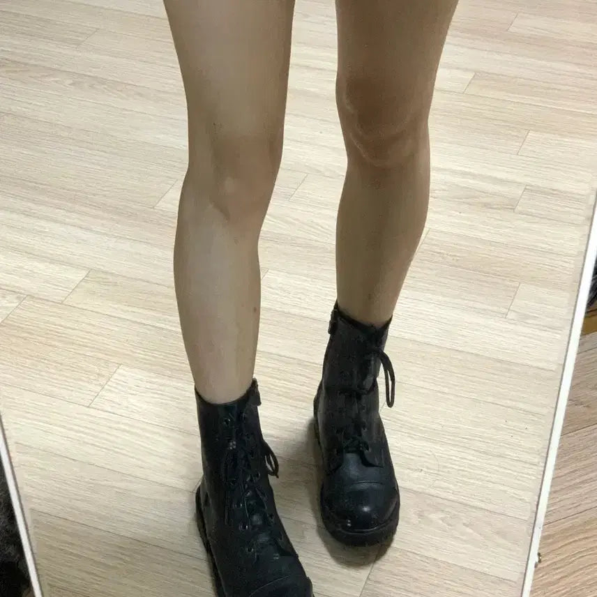 [BUNJANG] 4cm Heel Black Walker Boots 235 / 4cm굽 블랙 워커 부츠 235