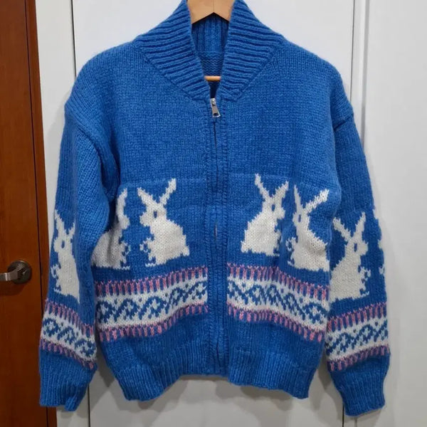 [BUNJANG] Blue Knit Zip-Up (New) / 블루 니트 집업 L(새상품)