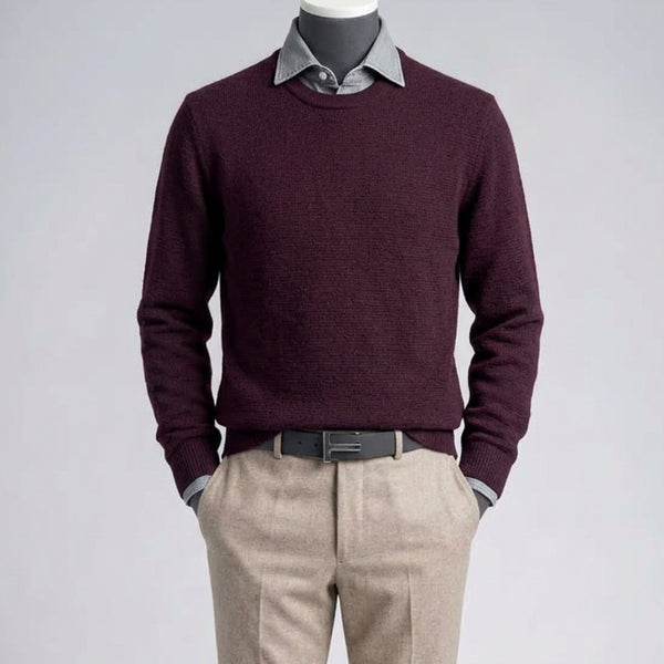 [BUNJANG] And Z Solid Dark Wine Micro Waffle Knit / 지오지아 And Z / 앤드지 솔리드 다크 와인 마이크로 와플 니트 / 100