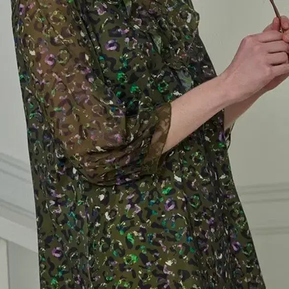 [BUNJANG] Green Chiffon Blouse Size 77 / 그린 쉬폰 시루스 브라우스 77