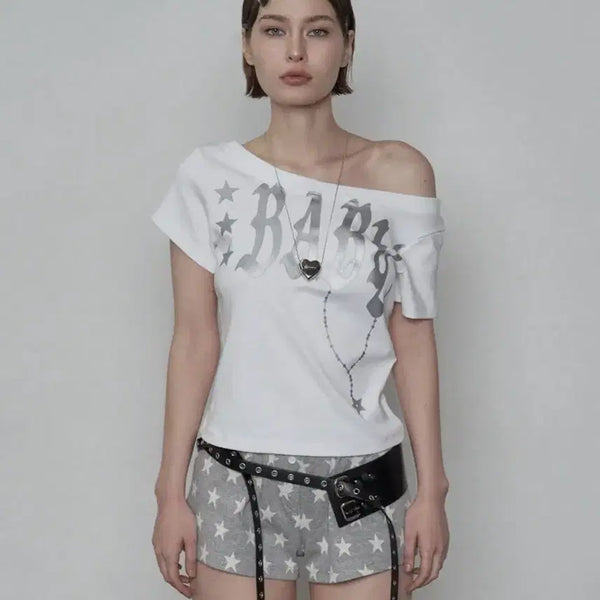 [BUNJANG] SetexBaby Wide Neck Top White / 셋업엑스이 베이비 와이드넥 탑 화이트
