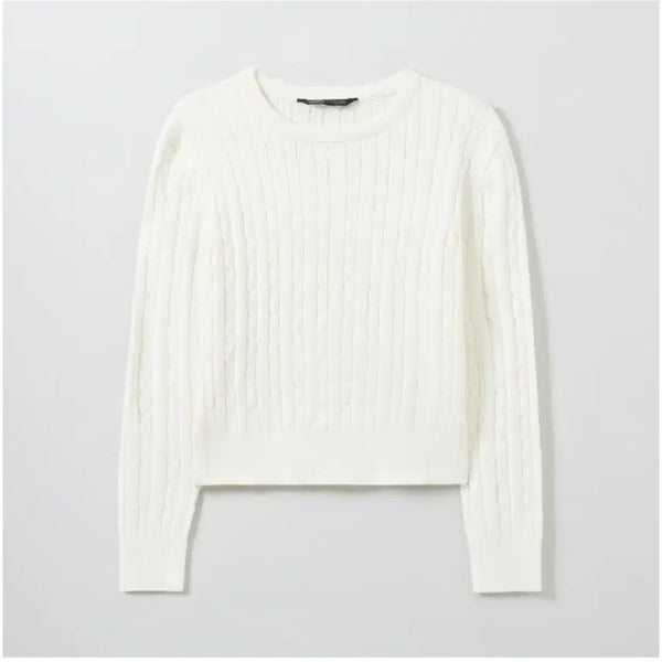 [BUNJANG] Cable Knit Sweater - Ivory / 케이블 니트 스웨터 아이보리