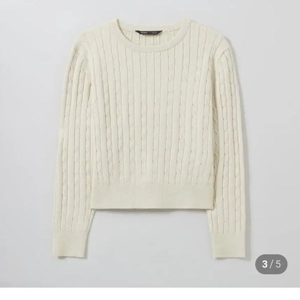 [BUNJANG] Cable Knit Sweater - Ivory / 케이블 니트 스웨터 아이보리