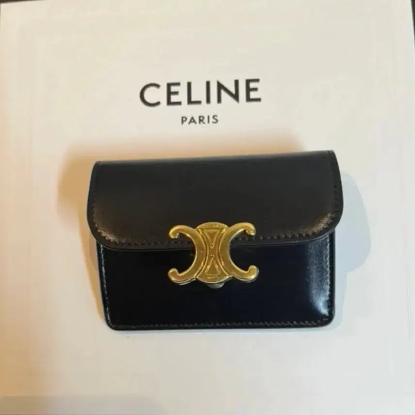 [BUNJANG] Celine Triomphe Card Holder Black / 셀린느 트리오페 카드 지갑 블랙