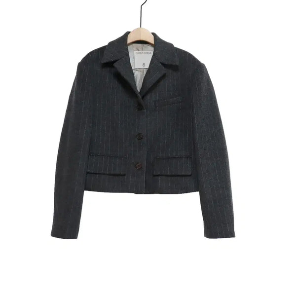 [BUNJANG] Maison Marais Striped Wool Crop Jacket 36 / 메종마레 MAISON MARAIS 스트라이프 울 크롭 자켓 36