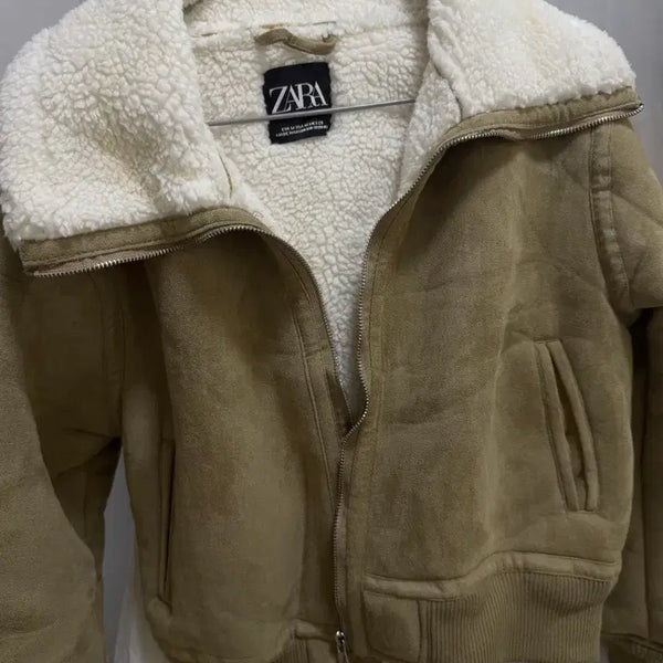 [BUNJANG] Zara Shearling Lined Leather Jacket / 자라 무스탕