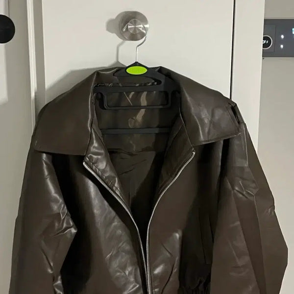 [BUNJANG] Brown Leather Jacket / 브라운 레더 자켓
