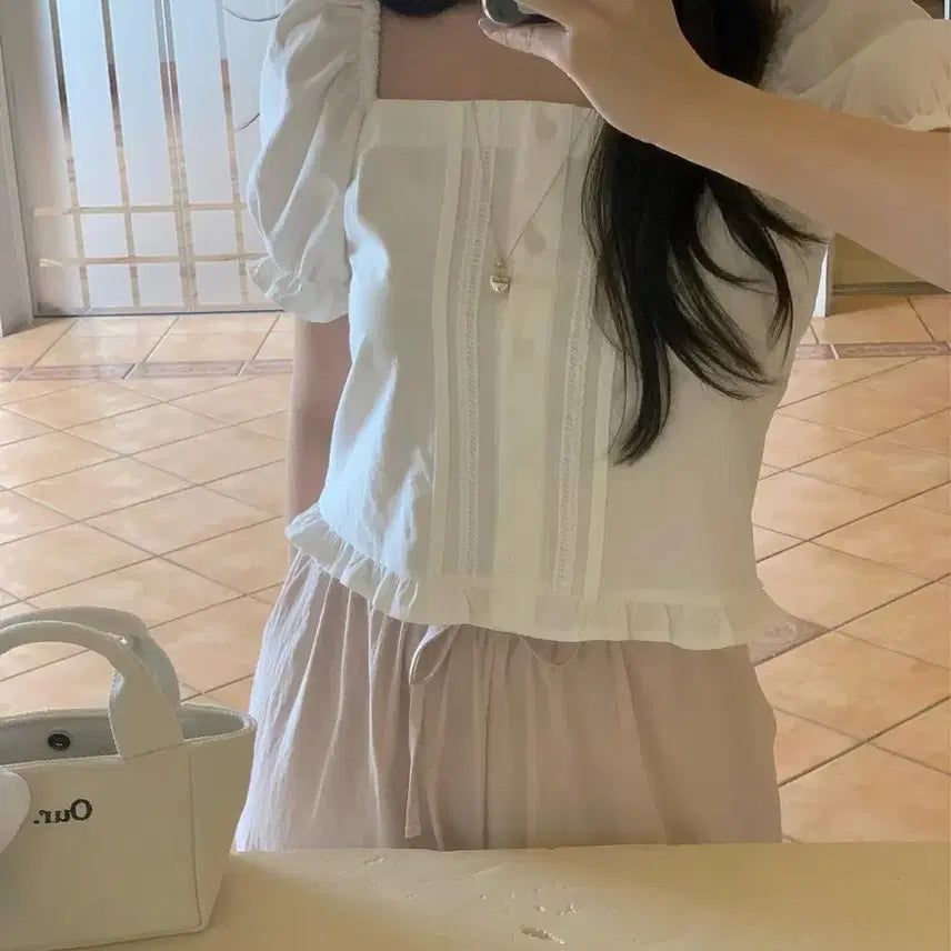 [BUNJANG] Live Hour Set Blouse Pants / 리브아워 세트 블라우스 팬츠