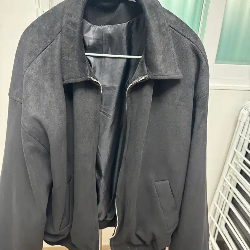 [BUNJANG] Suede Blouson Jacket Black L / 스웨이드 블루종 자켓 블랙 L