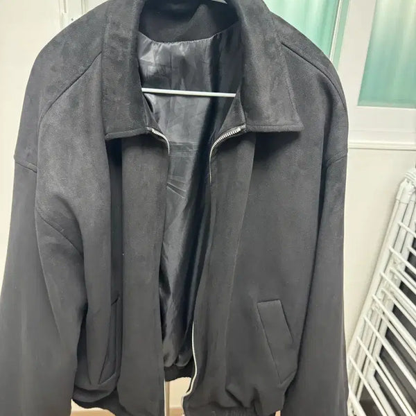 [BUNJANG] Suede Blouson Jacket Black L / 스웨이드 블루종 자켓 블랙 L