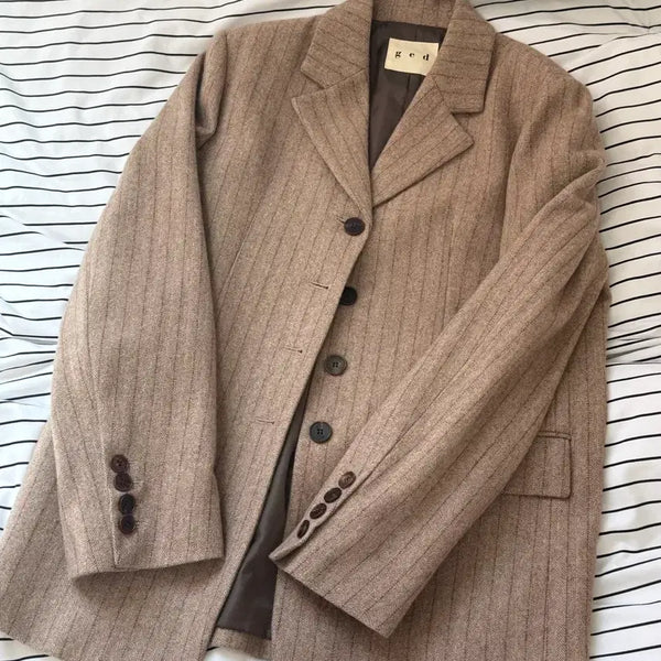 [BUNJANG] Pinstripe Double-Button Jacket / 게드 자켓