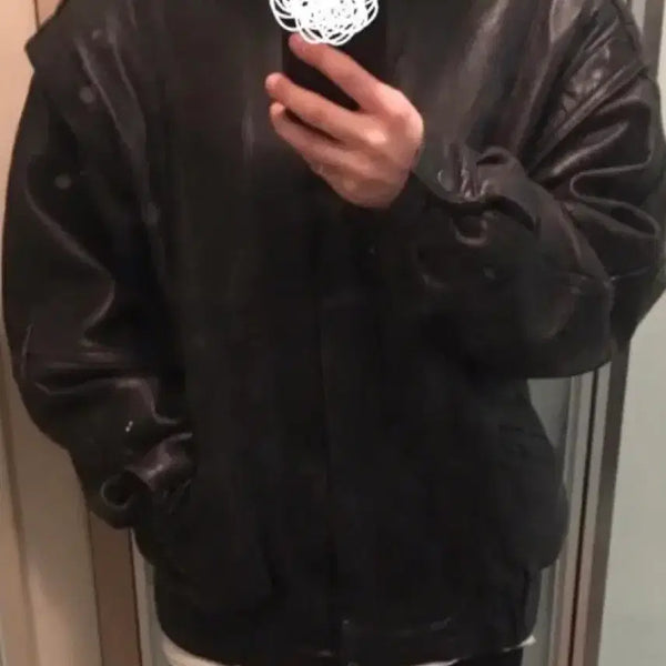 [BUNJANG] Vintage Genuine Leather Jacket / 블랙 빈티지 소가죽 레더 자켓